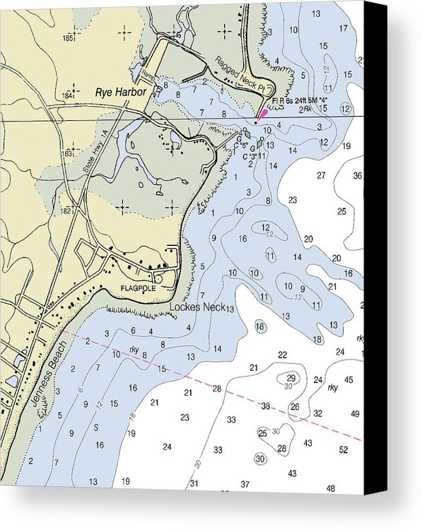 Rye Harbor New Hampshire Nautical Chart - Canvas Print