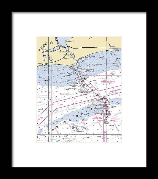 A beuatiful Framed Print of the Sabine Pass-Texas Nautical Chart by SeaKoast