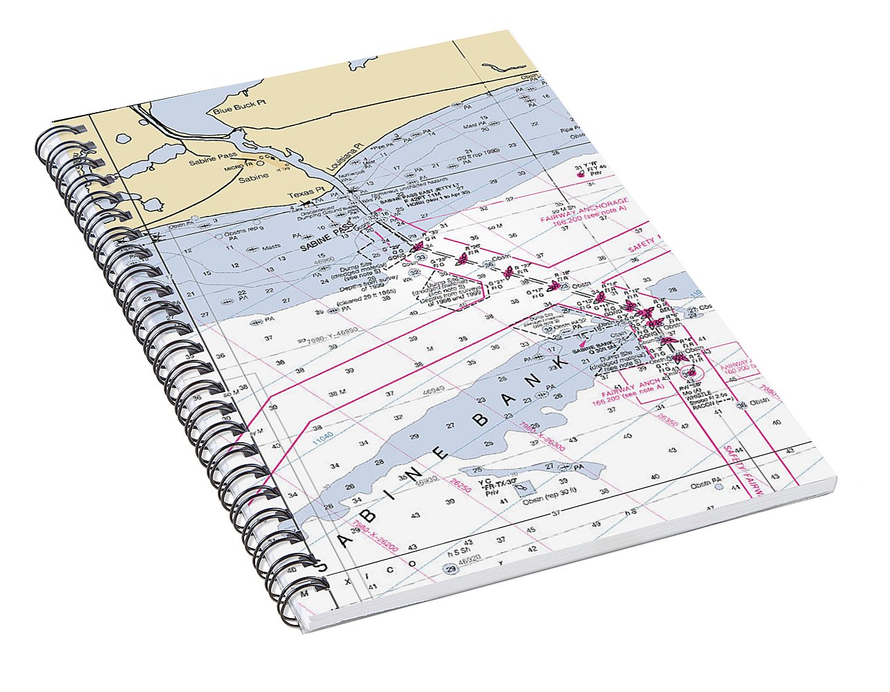 Sabine Pass-texas Nautical Chart - Spiral Notebook