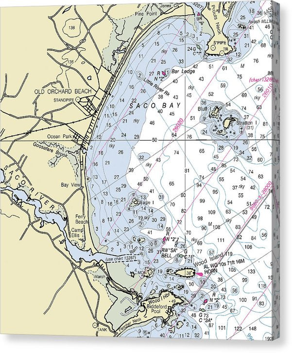 Saco Bay Maine Nautical Chart Canvas Print