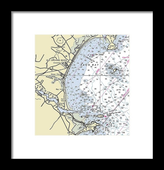 Saco Bay Maine Nautical Chart - Framed Print