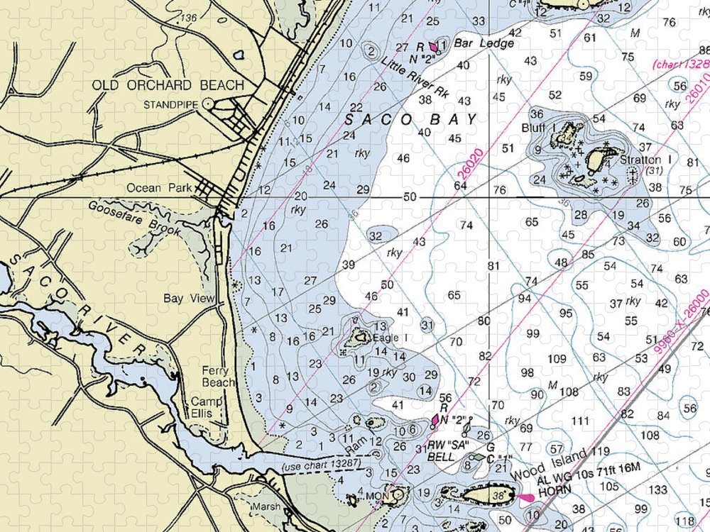 Saco Bay Maine Nautical Chart Puzzle