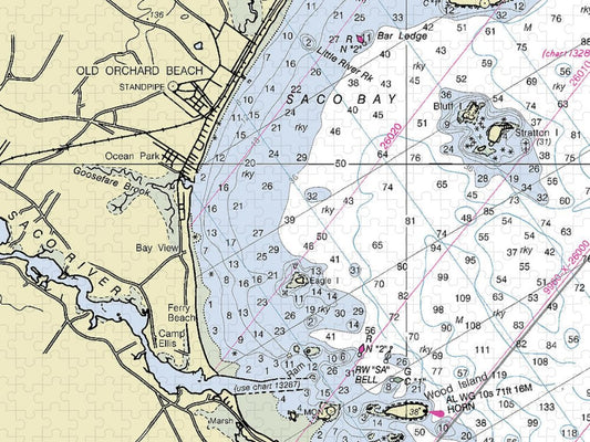 Saco Bay Maine Nautical Chart Puzzle