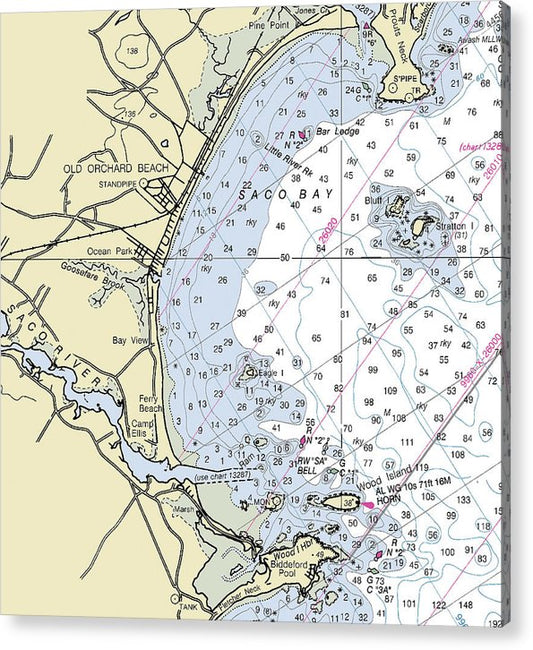 Saco Bay Maine Nautical Chart  Acrylic Print