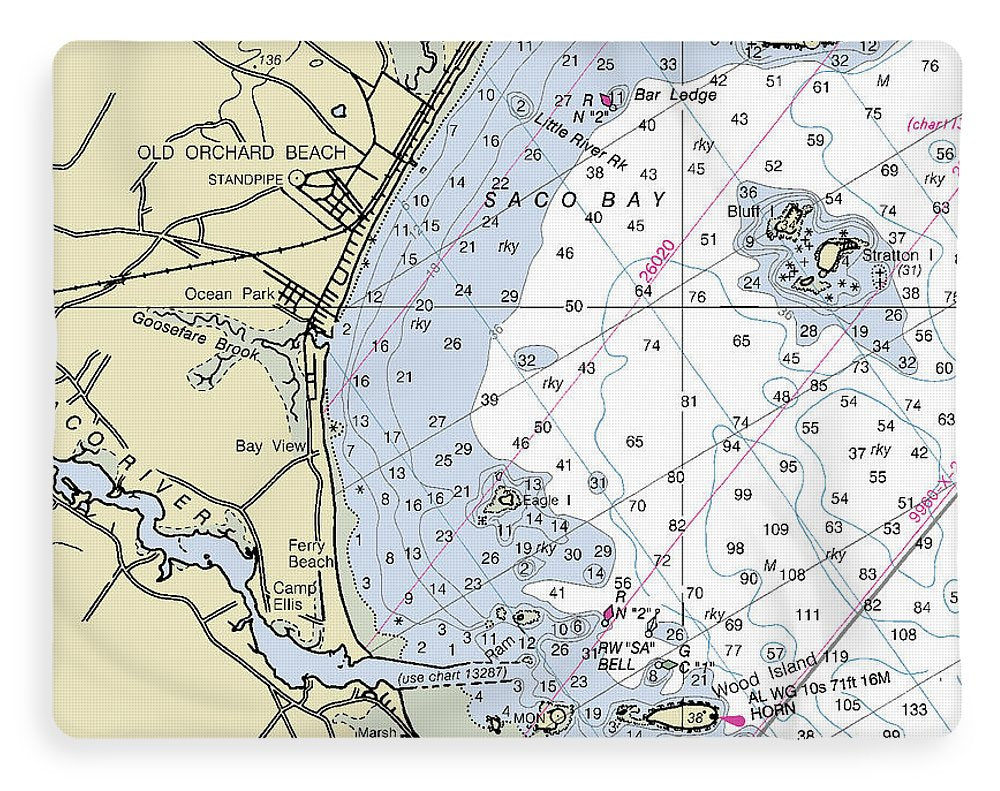 Saco Bay Maine Nautical Chart - Blanket