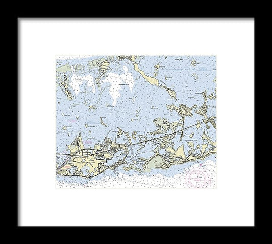 Saddlebunch Boca Chica Keys Florida Nautical Chart - Framed Print