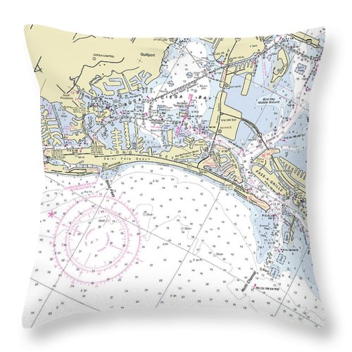 Saint Pete Beach Florida Nautical Chart - Throw Pillow
