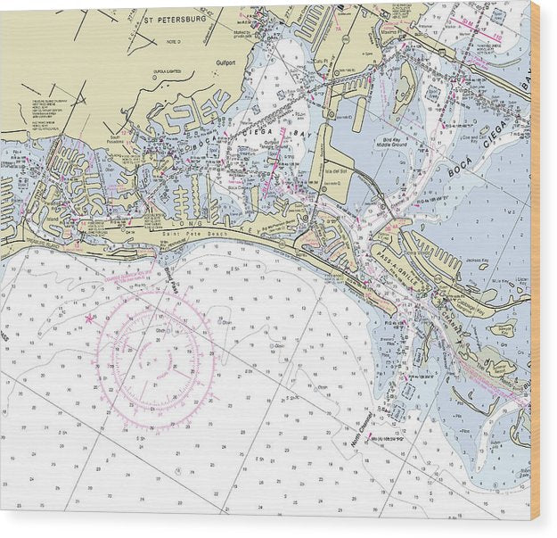 Saint Pete Beach Florida Nautical Chart Wood Print