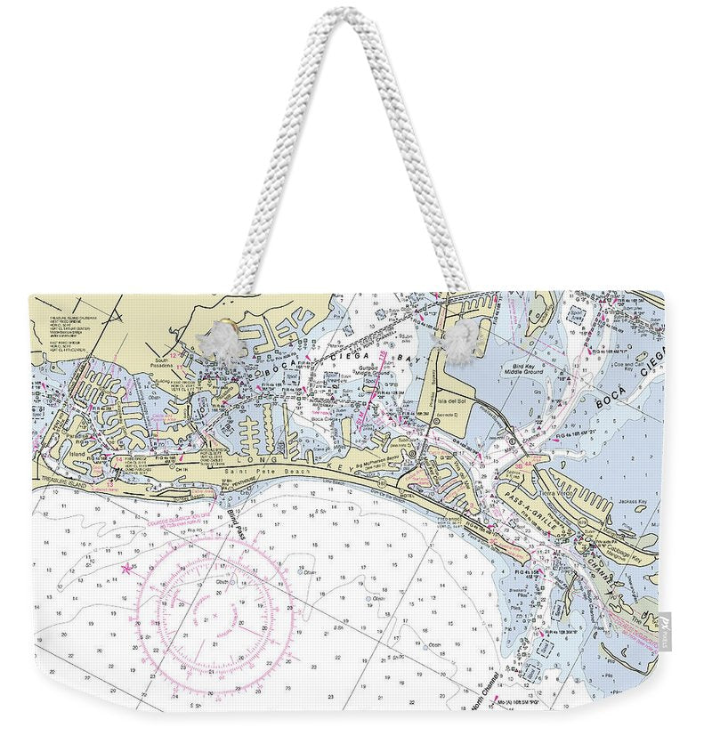 Saint Pete Beach Florida Nautical Chart - Weekender Tote Bag