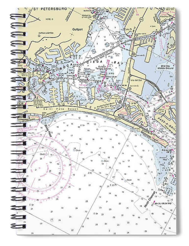Saint Pete Beach Florida Nautical Chart Spiral Notebook