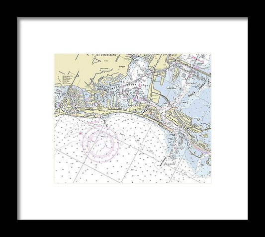 Saint Pete Beach Florida Nautical Chart - Framed Print