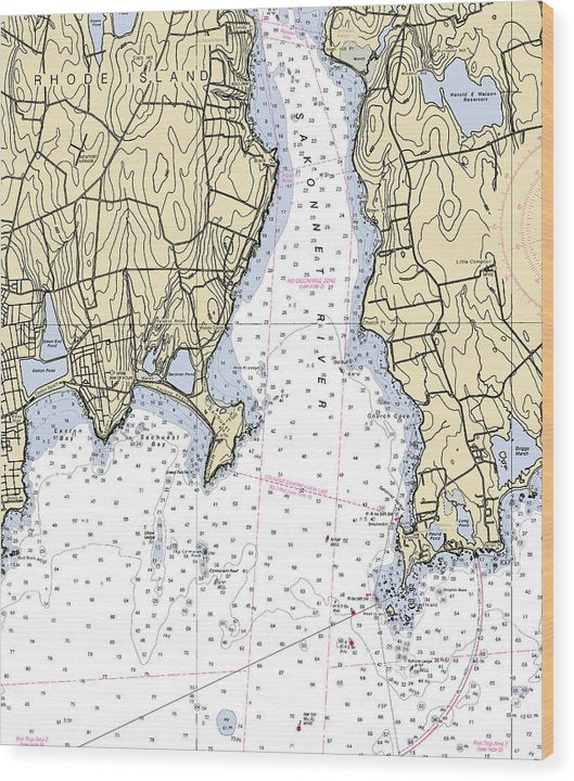 Sakonnet Point-Rhode Island Nautical Chart Wood Print