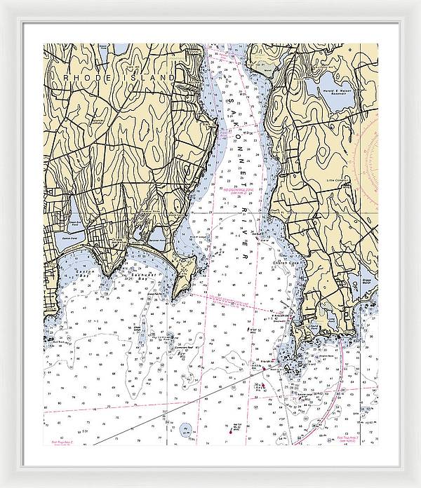 Sakonnet Point-rhode Island Nautical Chart - Framed Print