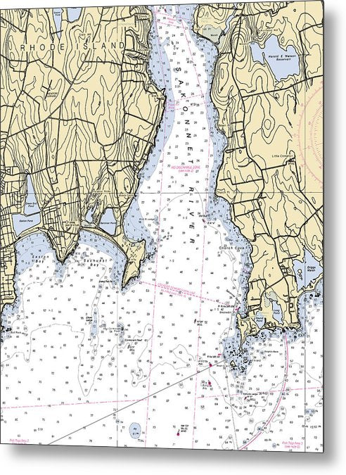 A beuatiful Metal Print of the Sakonnet Point-Rhode Island Nautical Chart - Metal Print by SeaKoast.  100% Guarenteed!