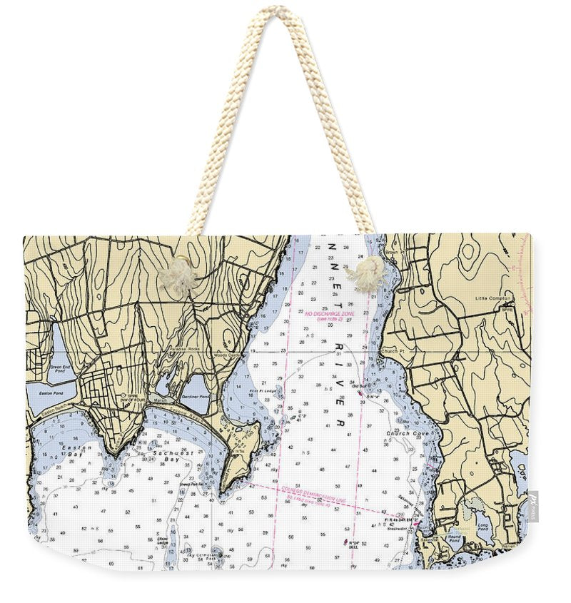 Sakonnet Point-rhode Island Nautical Chart - Weekender Tote Bag