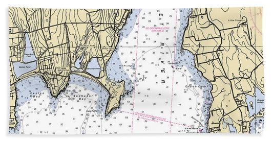 Sakonnet Point-rhode Island Nautical Chart - Beach Towel