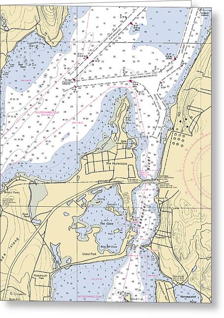 Sakonnet River-rhode Island Nautical Chart - Greeting Card