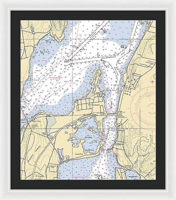 Sakonnet River-rhode Island Nautical Chart - Framed Print