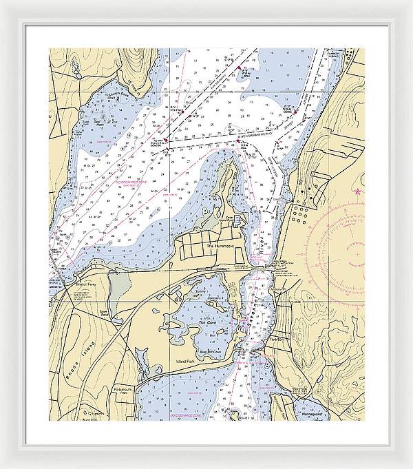 Sakonnet River-rhode Island Nautical Chart - Framed Print