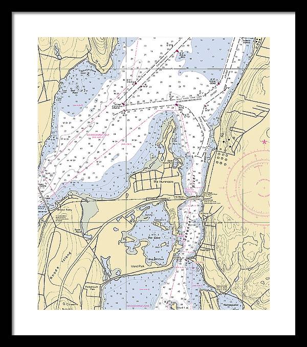 Sakonnet River-rhode Island Nautical Chart - Framed Print