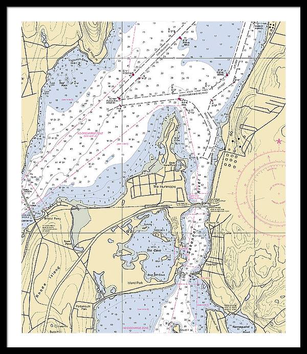 Sakonnet River-rhode Island Nautical Chart - Framed Print