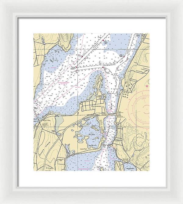 Sakonnet River-rhode Island Nautical Chart - Framed Print