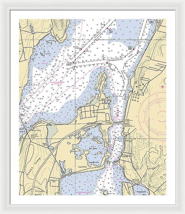 Sakonnet River-rhode Island Nautical Chart - Framed Print