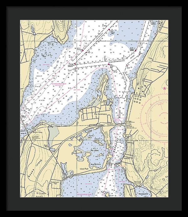 Sakonnet River-rhode Island Nautical Chart - Framed Print