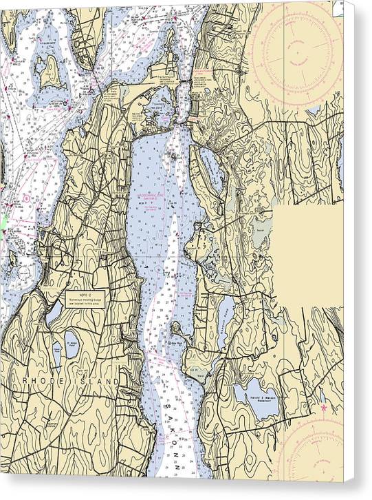 Sakonnet River -rhode Island Nautical Chart _v2 - Canvas Print