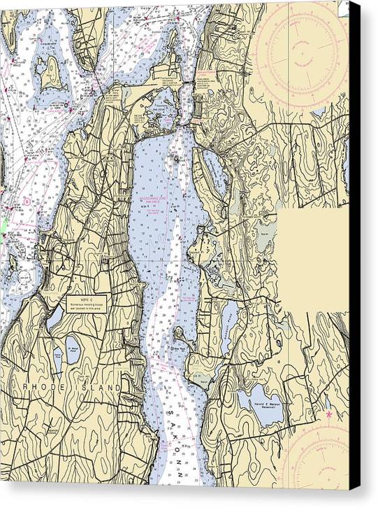 Sakonnet River -rhode Island Nautical Chart _v2 - Canvas Print