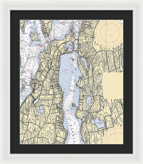 Sakonnet River -rhode Island Nautical Chart _v2 - Framed Print