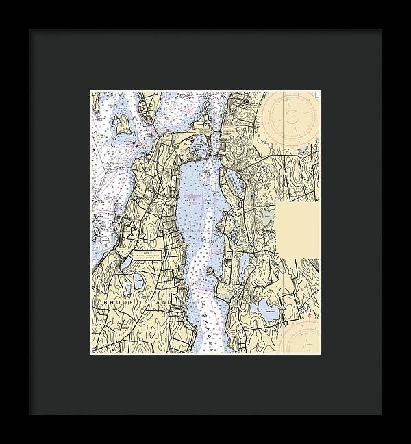 Sakonnet River -rhode Island Nautical Chart _v2 - Framed Print