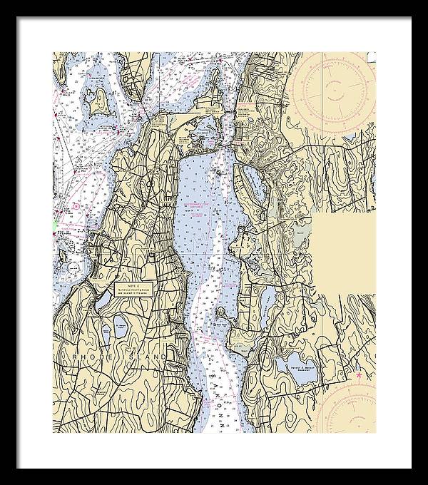 Sakonnet River -rhode Island Nautical Chart _v2 - Framed Print