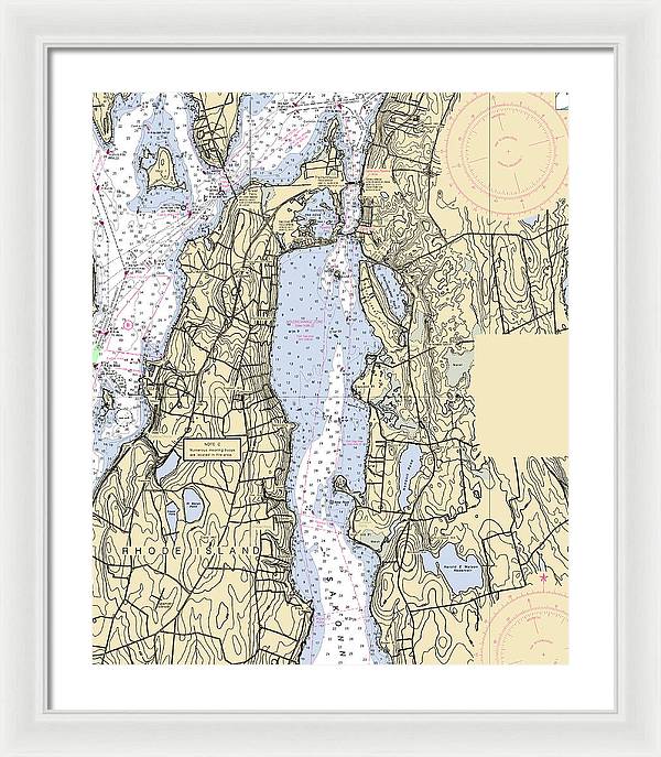 Sakonnet River -rhode Island Nautical Chart _v2 - Framed Print