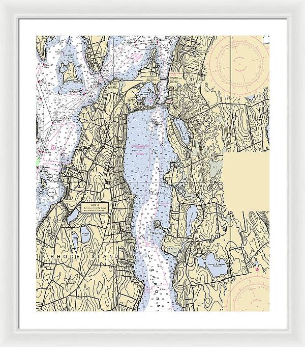 Sakonnet River -rhode Island Nautical Chart _v2 - Framed Print