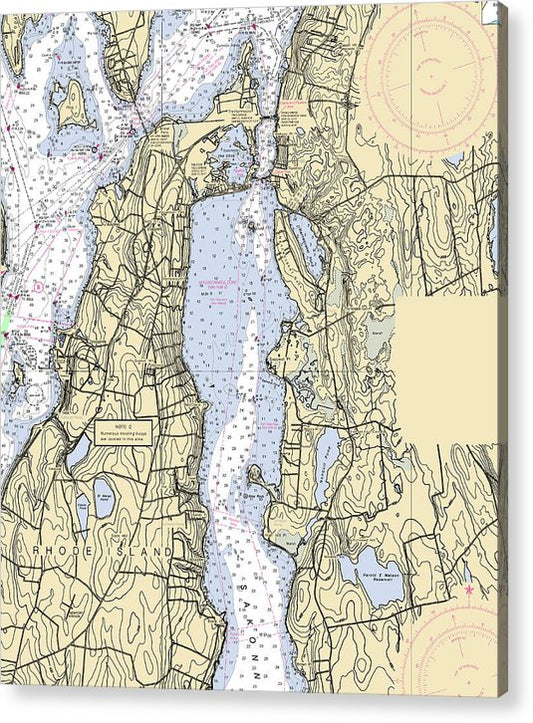 Sakonnet River -Rhode Island Nautical Chart _V2  Acrylic Print