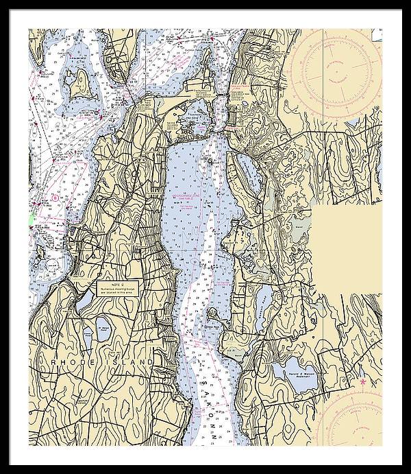 Sakonnet River -rhode Island Nautical Chart _v2 - Framed Print