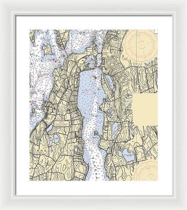 Sakonnet River -rhode Island Nautical Chart _v2 - Framed Print