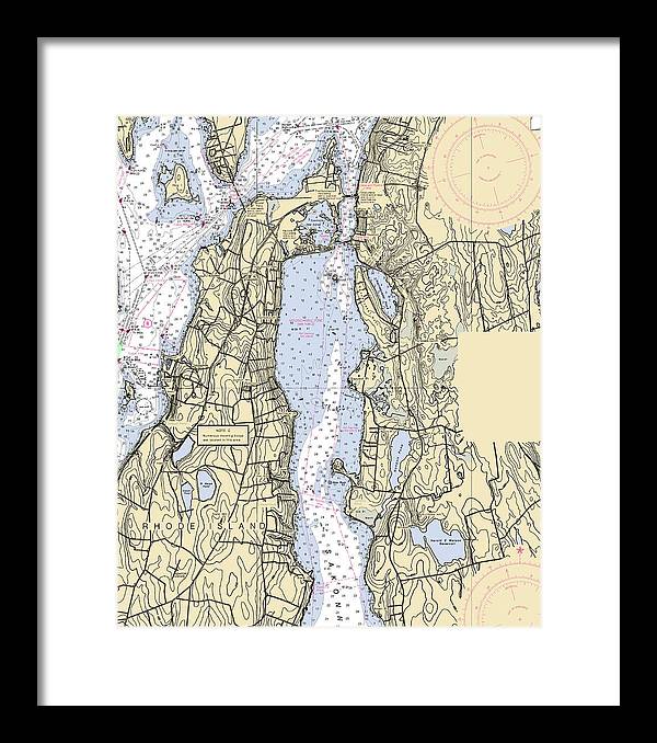 Sakonnet River -rhode Island Nautical Chart _v2 - Framed Print