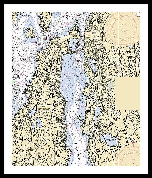 Sakonnet River -rhode Island Nautical Chart _v2 - Framed Print