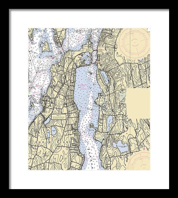 Sakonnet River -rhode Island Nautical Chart _v2 - Framed Print