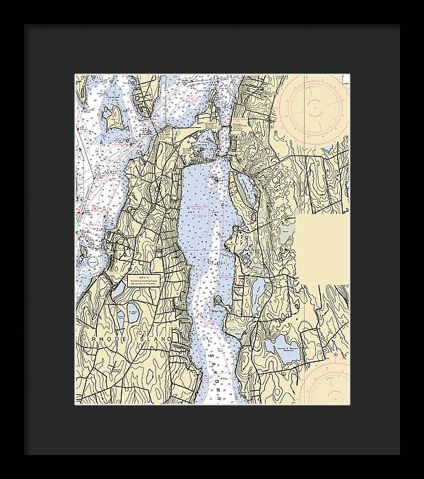 Sakonnet River -rhode Island Nautical Chart _v2 - Framed Print