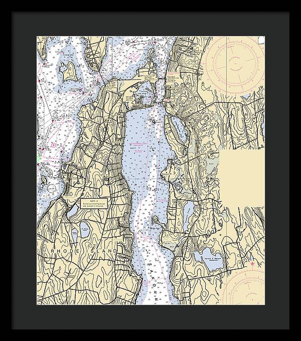 Sakonnet River -rhode Island Nautical Chart _v2 - Framed Print