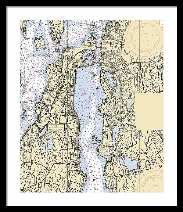 Sakonnet River -rhode Island Nautical Chart _v2 - Framed Print