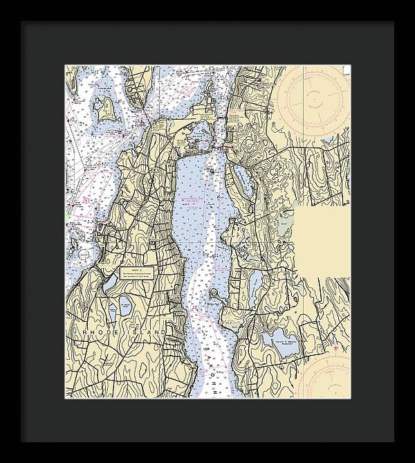 Sakonnet River -rhode Island Nautical Chart _v2 - Framed Print