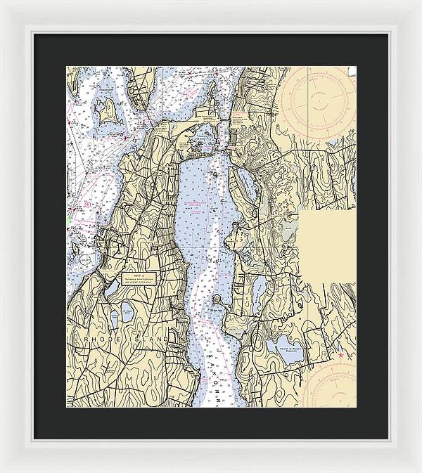 Sakonnet River -rhode Island Nautical Chart _v2 - Framed Print