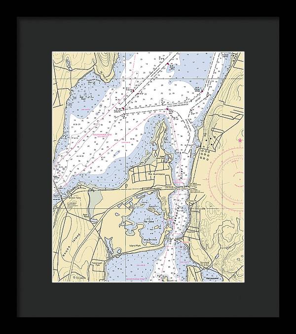 Sakonnet River & Tiverton-rhode Island Nautical Chart - Framed Print