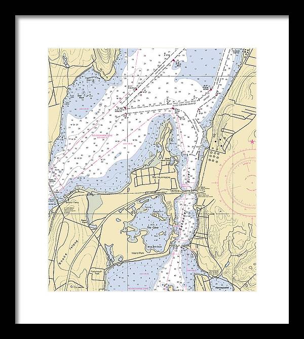 Sakonnet River & Tiverton-rhode Island Nautical Chart - Framed Print