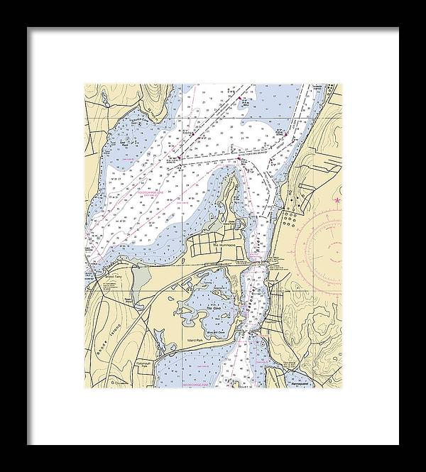 Sakonnet River & Tiverton-rhode Island Nautical Chart - Framed Print