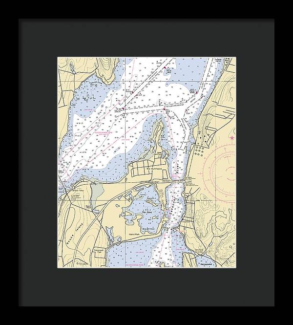 Sakonnet River & Tiverton-rhode Island Nautical Chart - Framed Print